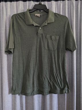 Savile Row Shirt Polo Mens M Green Sheer Summer Beach Dadcore Short Sleeve